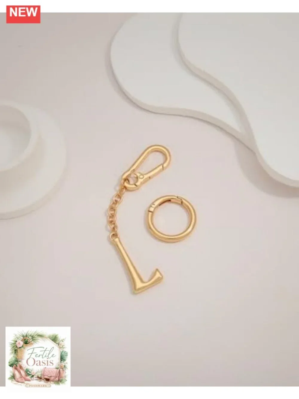 Gold Initial Keychain for Women Cute Bubble Letter Charm Personalized Gift